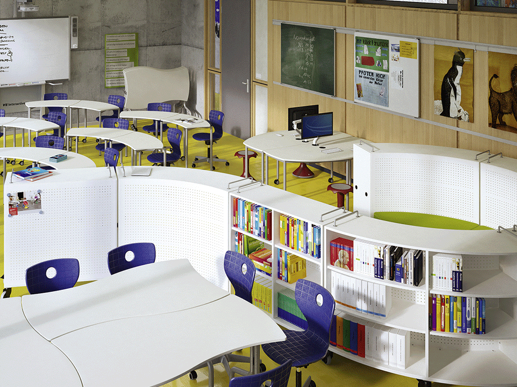 Le rayonnage mobile idéal pour une classe scolaire. IA France - VS Furniture